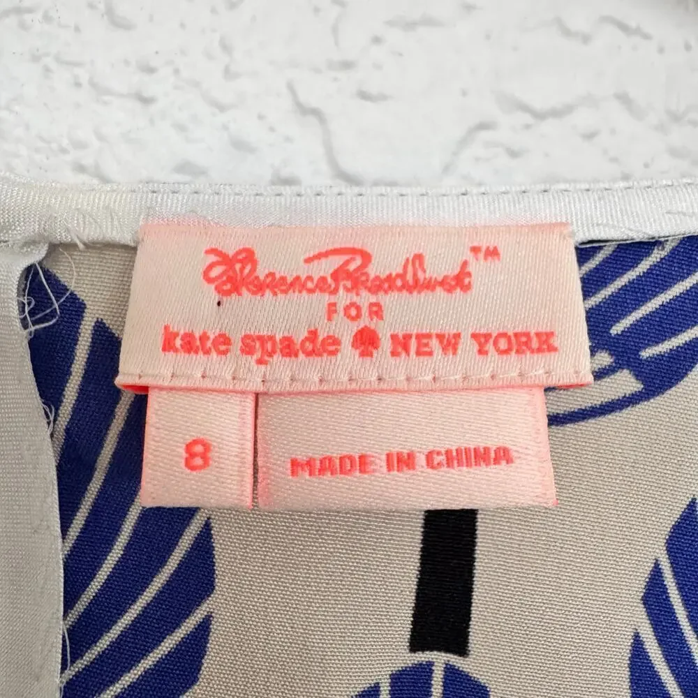 Kate Spade x Florence Broadhurst 100% silk fan print blouse top peplum Artwear 8
